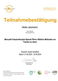 Teilnahmebestaetigung manuelle Faszientherapie